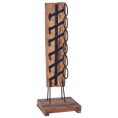 Soporte para 6 botellas de vino en madera de teca sólida miniatura 1