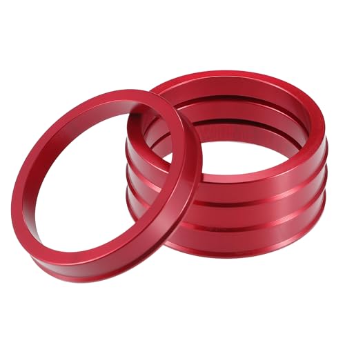 A ABSOPRO Anillos Centradores de Buje de Coche OD 70.1mm A ID 60.1mm Anillos Centradores de Buje Espaciador de Centro de Rueda de Aleación de Aluminio Rojo (Juego de 4)