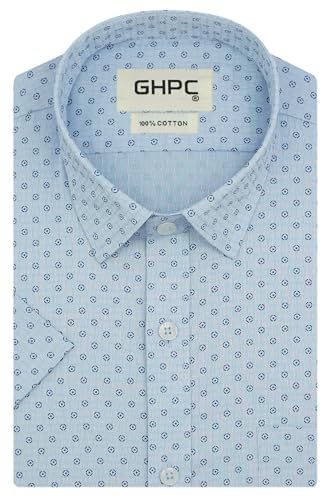 Image of GHPC 100% Cotton Printed Half Sleeves Regular Fit Formal Shirt for Men