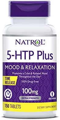 Natrol 5-HTP Plus Time Release Tablets, Promotes Better Mood, Sleep and Relaxation, 100% Drug-Free, 100mg, 150 ct