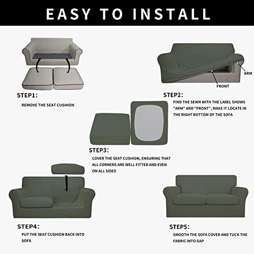 Image of Easy-Going Waterproof 3-Piece Loveseat Cover Couch Covers for Sofa