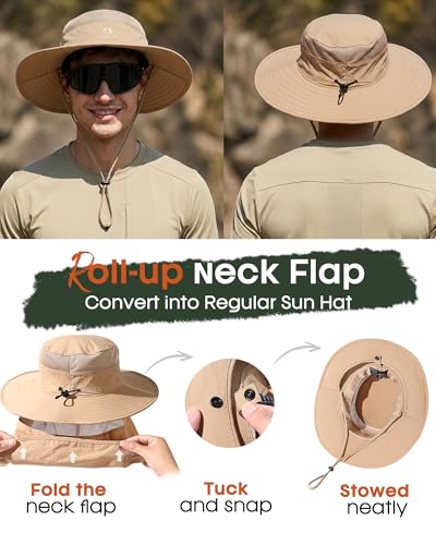 Image of FURTALK Sun Hats for Men Women Fishing Hat with Neck Flap UPF Protection