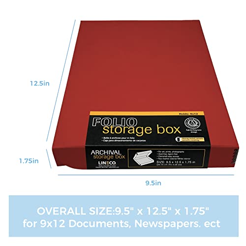 Lineco Red Faux Leather 9X12 Clamshell Box 9.5" X 12.5" X 1.75". Archival Acid Free. Protect Longevity, Store Photos, Documents, Crafts, Cards, Magazines, Prints, Diy. #TOP1