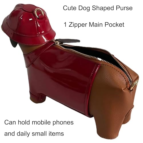Image of Women PU Leather Unique Novelty Dog Shaped Crossbody Shoulder Bag Handbag Purse