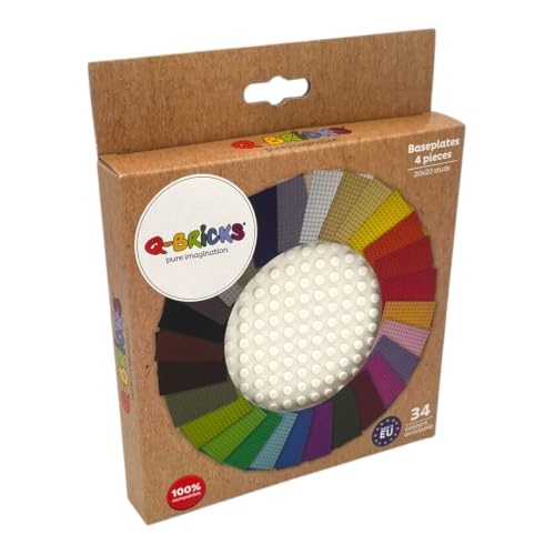 Image of Classic Baseplate - Building Kit for Toddlers & Kids - 20 x 20 Studs - 6.3 x 6.3 inches - Pack of 4 Baseplates - Compatible with Major Brands