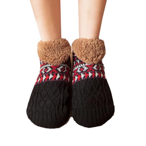 YELAIVP Adult Knitted Slipper Socks - Warm, Cozy, Fuzzy Non Slip Socks for Winter and Sleep