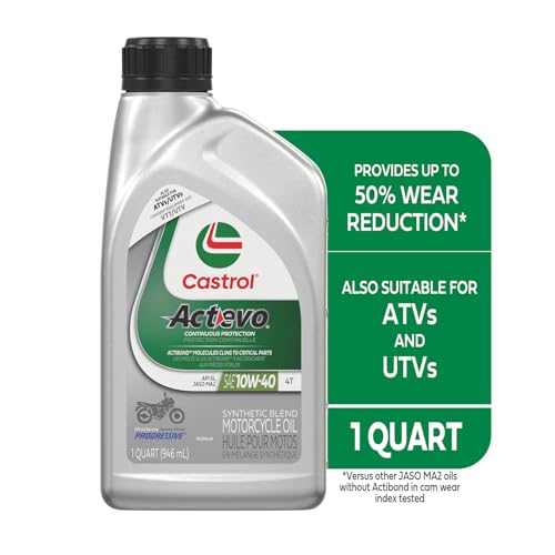 Image of Castrol Actevo 4T 10W-40 Synthetic Blend Motorcycle Oil, 1 Quart, Pack of 6