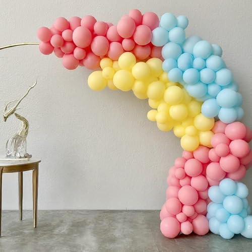 Image of Regular Balloon Combo For Decoration with Glue Dots & Balloon Arch Strip - Party Decor Set For Easy Party Setup (RED BLUE YELLOW, 50)