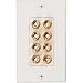 Buyer's Point Four Speaker Wall Plate, Premium Quality Gold Plated Copper Banana Binding Post Coupler Type, with Single Gang Low Voltage Mounting Bracket Device