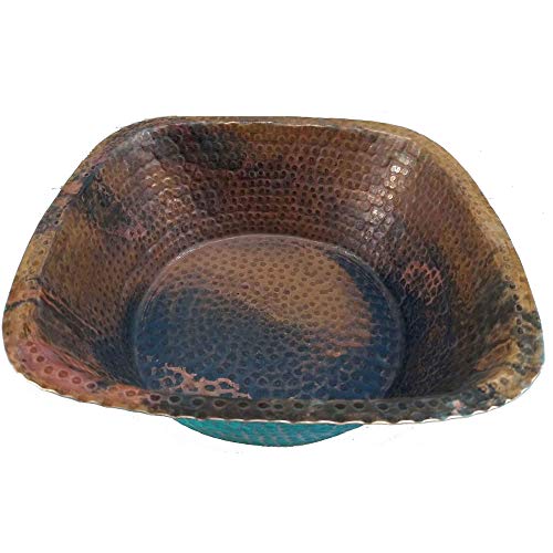 Square Aged Square Copper Foot Basin