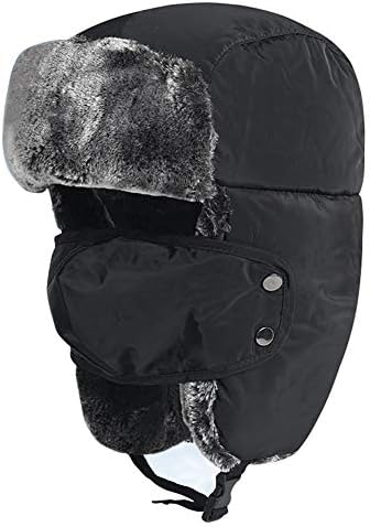 BXT Unisex Kids Teens Winter Hat Aged 4-13Y, Thermal Fur Lined Trapper Hat with Ear Flap Windproof Face Warmer Mouth Cover Snow Ski Snowboarding Hat Cap Headwear