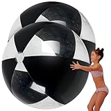 Ceenna 2 Pcs 60 Inch Giant Beach Ball Large Inflatable Pool Toy Balls Summer Swimming Toys Parties PVC Jumbo for Adults Summer Beach Pool Party Favor(Black Clear,Stylish)