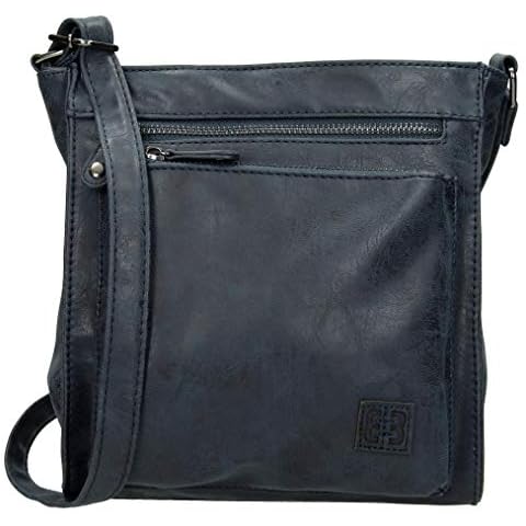 Enrico Benetti Faux Leather Single Handle Shoulder Bag for Women - Designer Cross-body Bag with long Strap & Multiple Pockets (Navy) Cover