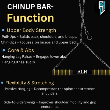 ALN® Height Increase Pull Up Bar for Chin Up Hanging Rod | 120 KG Capacity | Home/Gym Equipment | For Kids Height Increaser | Fitted with Heavy Duty Chain Sangal | Best Exerciser for Kids 1