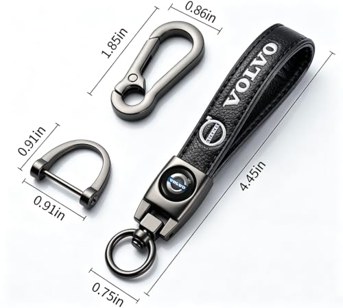 Image of Leather car Keychain Set for Men and Women Family Present Keychain Key Ring Lanyard (Black)