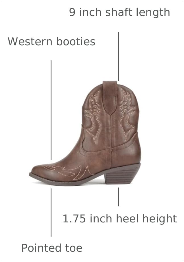 Image of Soda Women Cowgirl Cowboy Western Stitched Ankle Boots Pointed Toe Short Booties Rigging-S (Wide Fit Available)