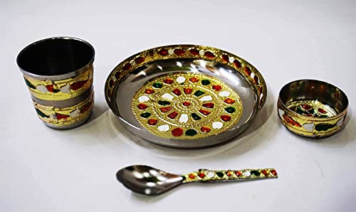 Image of Laddu Gopal kanha ji Thakur ji bhagwan bhog puja prasadam Thali Set for Home mandir or Gifting to Others (4 Items)