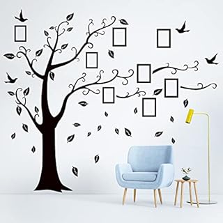 Geepen Tree Wall Stickers Photo Frame Wall Sticker Black Wall Decor for Living Room Bedrooms Wall Decal Art (45×35 inch)