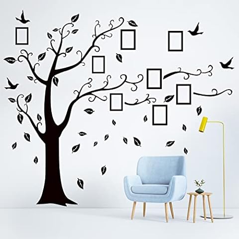 Geepen Tree Wall Stickers Photo Frame Wall Sticker Black Wall Decor for Living Room Bedrooms Wall Decal Art (45×35 inch) Cover