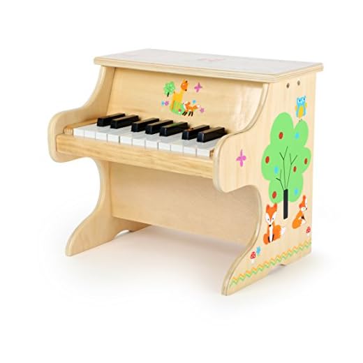 Small Foot 10724 Little Fox, Hecho de Madera, Instrumento de Experiencia Musical para niños, Aplicaciones de Animales Lindos, Piano de Juguete con una Escala para Primeros músicos, estimula la