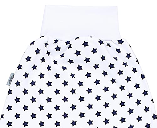TupTam Baby Strampelsack mit breitem Bund – Unwattierter Schlafsack Baby aus Baumwolle für Frühling & Sommer, Farbe: Sterne Dunkelblau, Größe: 0-6 Monate