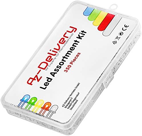 AZDelivery Colourful LEDs 3 mm 5 mm Assorted Colour Clear Light Emitting Diodes Kit, UV RGB CC/CA, compatible with Arduino including E-Book!
