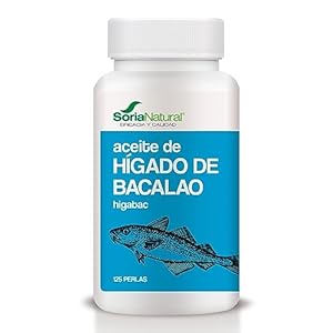 Soria Natural Hígado de Bacalao – Perlas ricas en Omega 3, Vitamina A y Vitamina D para un Corazón Sano – Sistema Circulatorio y Salud Cerebral – 125 Perlas