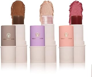 3PCS Contour Stick Blush Makeup Set,Shimmer Highlighter Makeup Sticks,Rose Blush Stick & Shaded Contour Stick,Facial Contour Shaping Makeup Sticks for Cheeks ＆ Lips Eyes,for All Skin (#1)