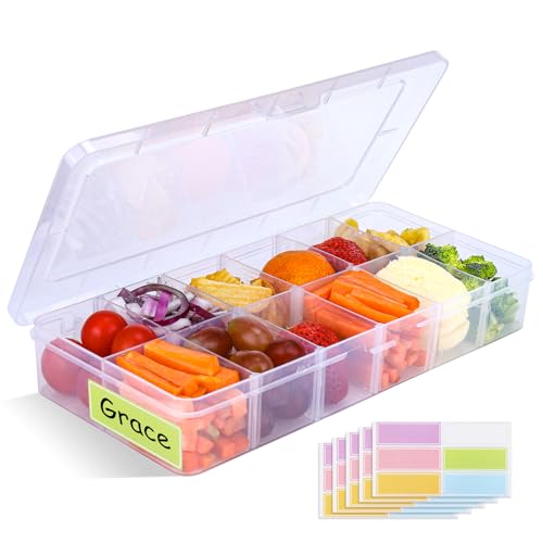 XANGNIER Snack Box Container for Kids Lunch Accessories,Divided Snackle Box Charcuterie Container,12 Compartments Reusable Food Storage Containers for School, Travel,Work,Bento Box Accessories,1 Pack