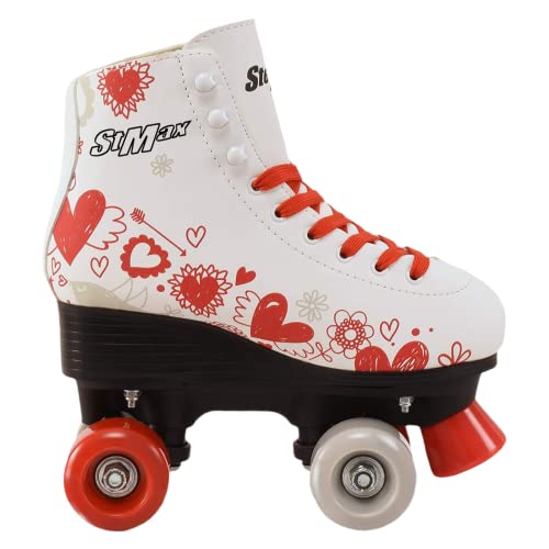 Stmax Roller Skates For Women And Girls Quad Derby 4 Wheels Light Rink Classic Skate Blades For Kids Youth & Adults Skating Shoes Patines Para Niñas Y Mujer Outdoor Red White Size 8 #TOP1