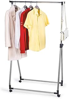 Tatkraft Halland Collapsible Clothes Rail, Foldable Clothes Rack on Wheels with Stoppers, Sturdy and Stable, Easy to Assemble, Compact Storage, Adjustable and Space-Saving