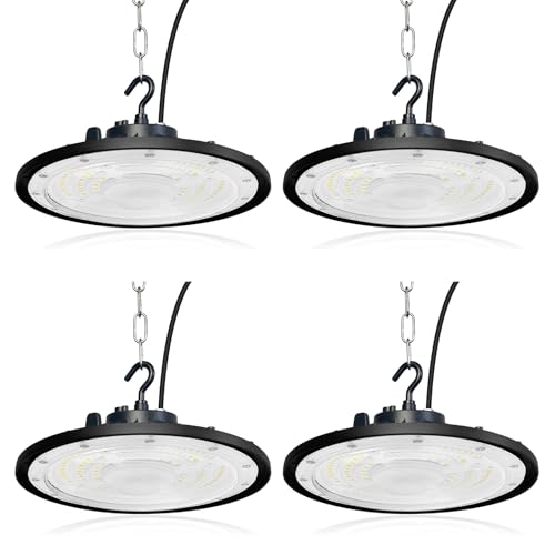 Tayire 100W Naves Industriales LED, 10000LM UFO Lámpara Alta Bahía IP65 Campana Industrial UFO Foco LED Taller Lámpara para Fábricas, Aeropuerto, Patio, Restaurante (4 PCS, 100W-(Model A))