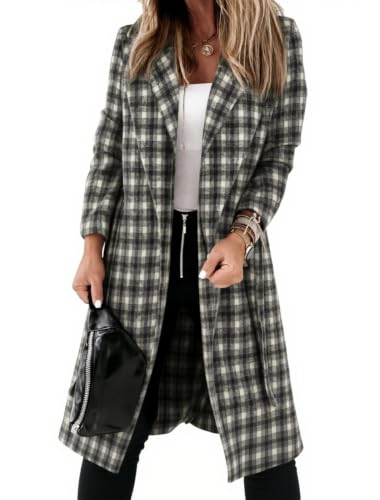 Image of Ladiyo Womens Classic Coat Lapel Collar Open Front Belted Long Jacket