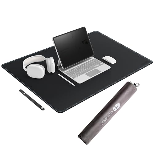 CENNBIE Alfombrilla de Escritorio de Piel 80x50cm XXL, Protector de Mesa Impermeable y Antideslizante, Alfombrilla de Ratón Grande para Oficina y Hogar (Negro)
