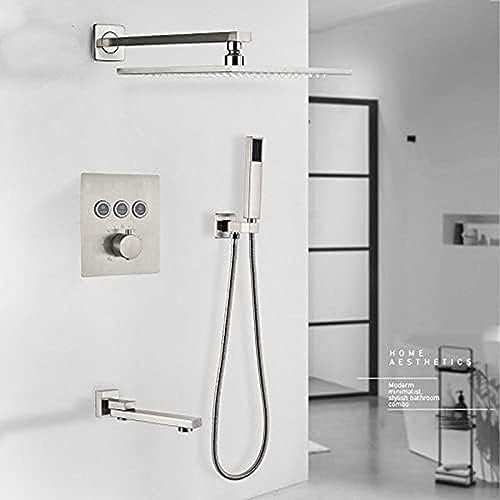 Tête de douche précipitante haut de gamme et colonne thermostatique murale en nickel