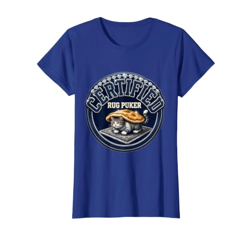 Certified Rug Puker Funny Cat Meme Bootleg Humor Gen-Z T-Shirt, Women, Royal Blue, Large