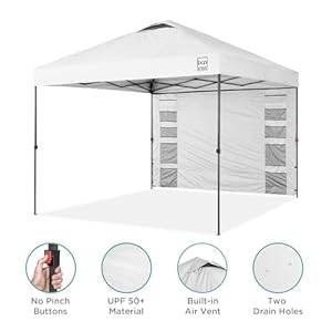 Best choice products 10x10ft easy pop up canopy wside wall 10 pockets portable carrying case 1 button setup 4 weight bags white  urban country home decor
