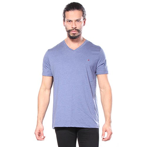 Tommy Hilfiger Men's Core Flag V-Neck Tee Sleepwear, Stone Hedge, X-Large