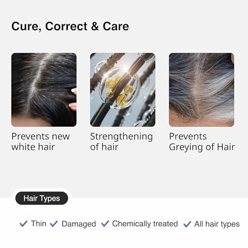 Image of Cureskin Anti Grey Hair Serum | Restores Natural Hair Colour Without Dye | Peptide-52, Acetyl Tyrosine & Larix Extract | For Head & Beard | 3 Months Supply (180 ml)