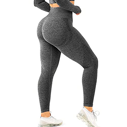 SENBAN Women s High Waisted Leggings Seamless Workout Gym Yoga Pants Vital Tummy Control Activewear Tights Grey L