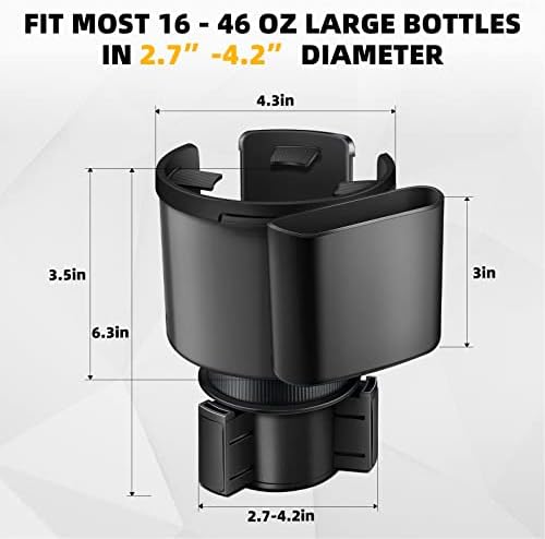 TYKOR Car Cup Holder Expander with Adjustable Base, Fits Bottles 16-46 OZ - 4