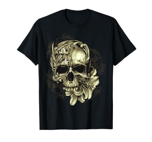 T-Shirt Graphique crâne Floral – Motif crâne Floral d'halloween T-Shirt