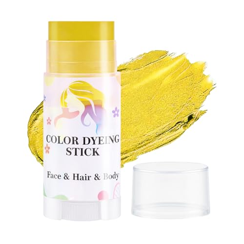 HULYHDP Yellow Temporary Hair Color Stick Sweatproof Waterproof Hair Chalk Non-Sticky Washable Face & Body Paint Pen for Cosplay Parties and Daily Makeup