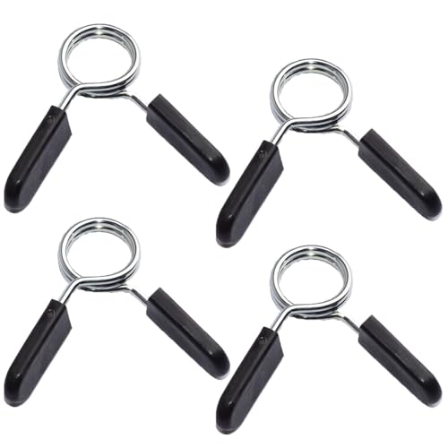 Quweiz 4pcs 1 Inch Barbell Clamps, Spring Clip Collars Bars Clips Fitness Weight Lifting Dumbbell Weight Bar Clip Clamps for Many Gym Equipment Strength Training Accessory