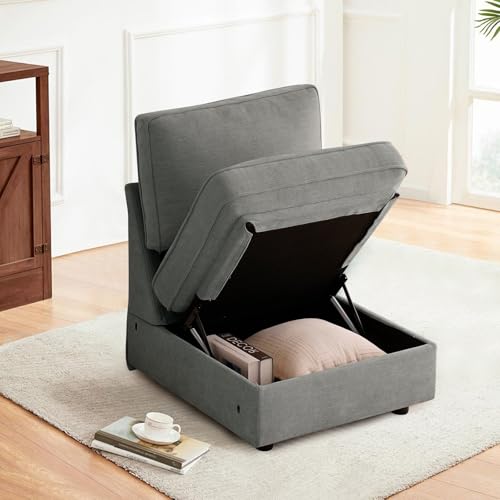 Image of TEKAMON Middle Seat with Storage, Modular Sofa Couch, Light Grey