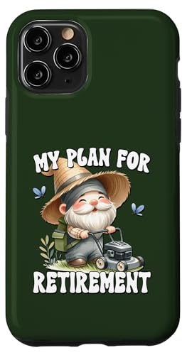 Lawn Mowing Gnome Dad For Retired Men Funny Retirement Plan Carcasa para iPhone 11 Pro