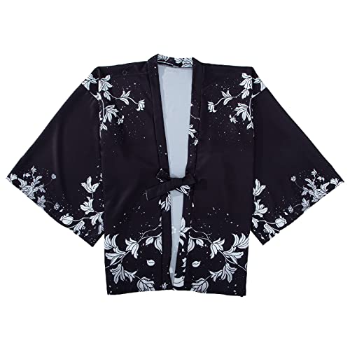 G-LIKE Japanischer Kimono Blumen Verzierung - Traditionelles Haori Federgewebe Kostüm Robe Überjacke Sonnenschutz Jacke Antiker Stil Nachthemd...