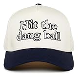 Two Tone Vintage Snapback Hat - Hit The Dang Ball - Navy/Beige