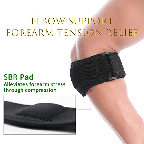 Hirui Tennis Elbow Brace For Forearm Tension Relief, Elbow Support Arm Brace Straps Compression Pad For Men And Women, Pressure Bands For Tendonitis Muscle Strains Weightlifting Golfer Baseball Yoga (Black-1 Pack) #TOP1