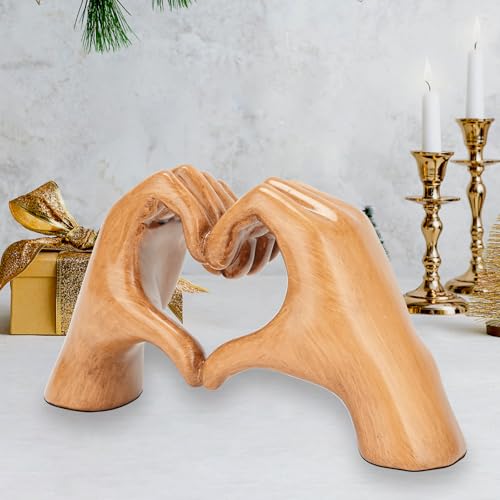 Sculpture de mains en forme de cœur dorée cadeau idéal maison - 6